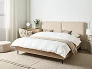 Bed Boucle IZERNORE 160 x 200 cm (EU King Size) Beige_1184065