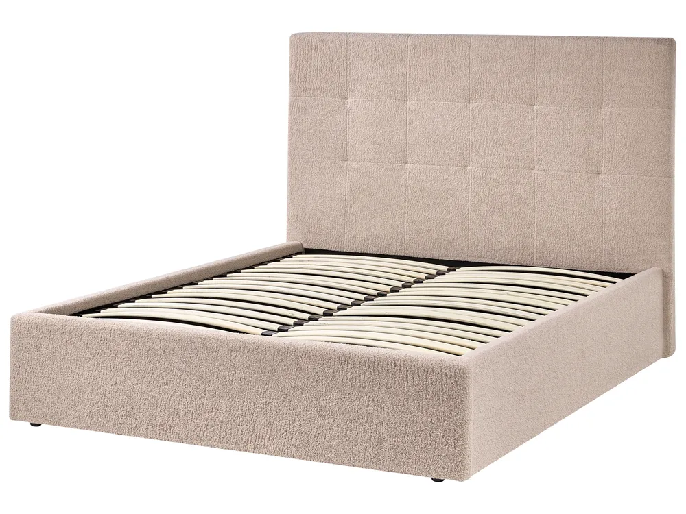 Ottoman Bed LORIENT Boucle Beige 140 x 200 cm (EU Double)_1040234