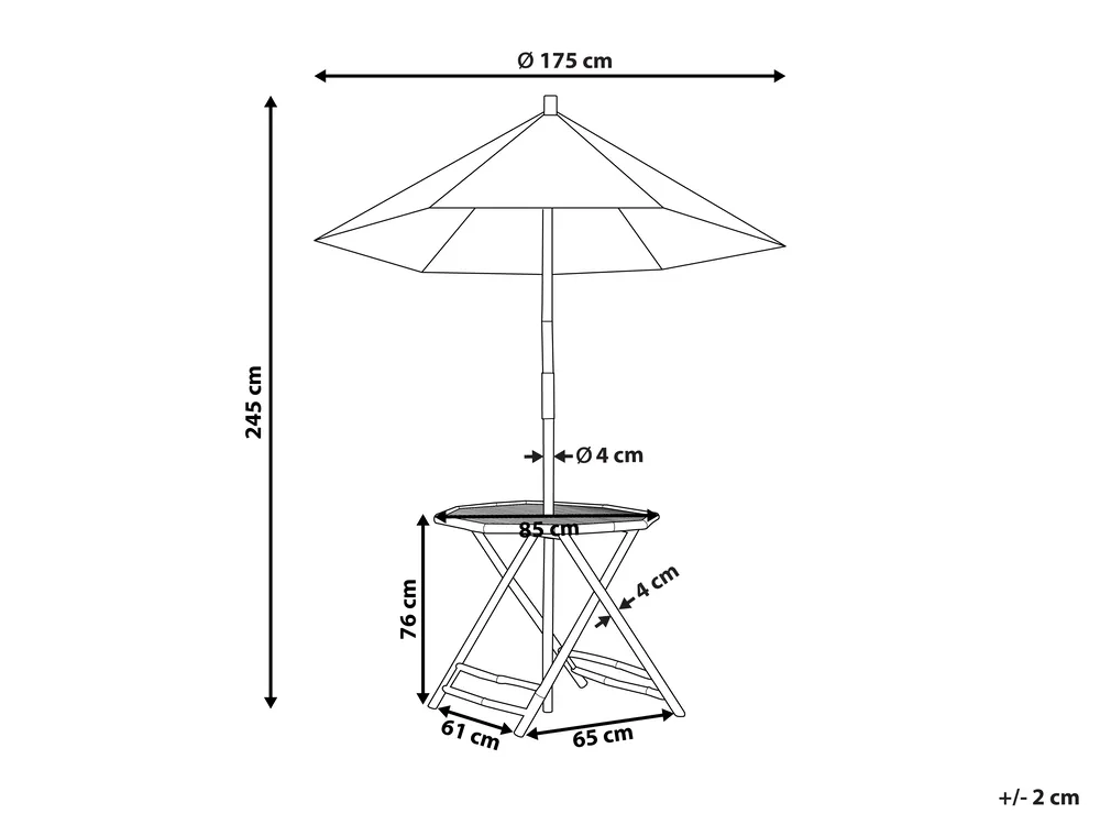 Bistro Table MOLISE 85 cm 85 cm Bamboo Light Brown_839878