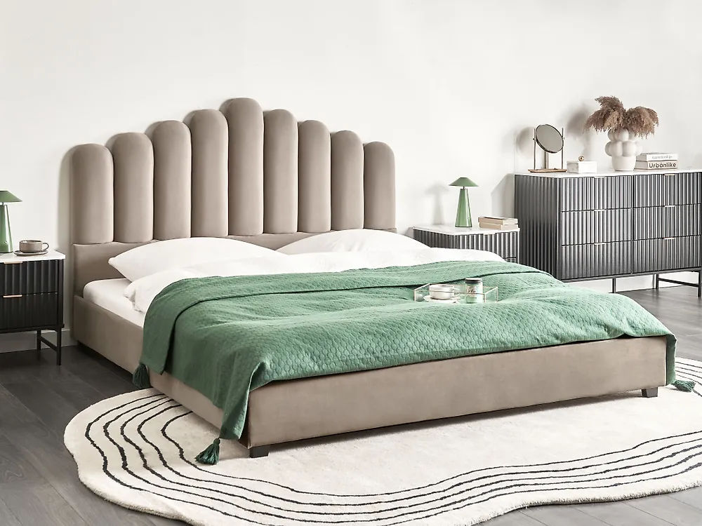 Bed Velvet VINCENNES 180 x 200 cm (EU Super King) Taupe_1188012