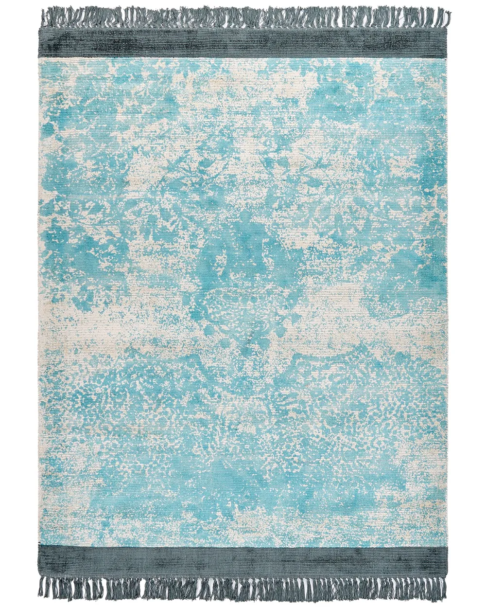 Viscose Area Rug Blue and Beige AKARSU Various Sizes