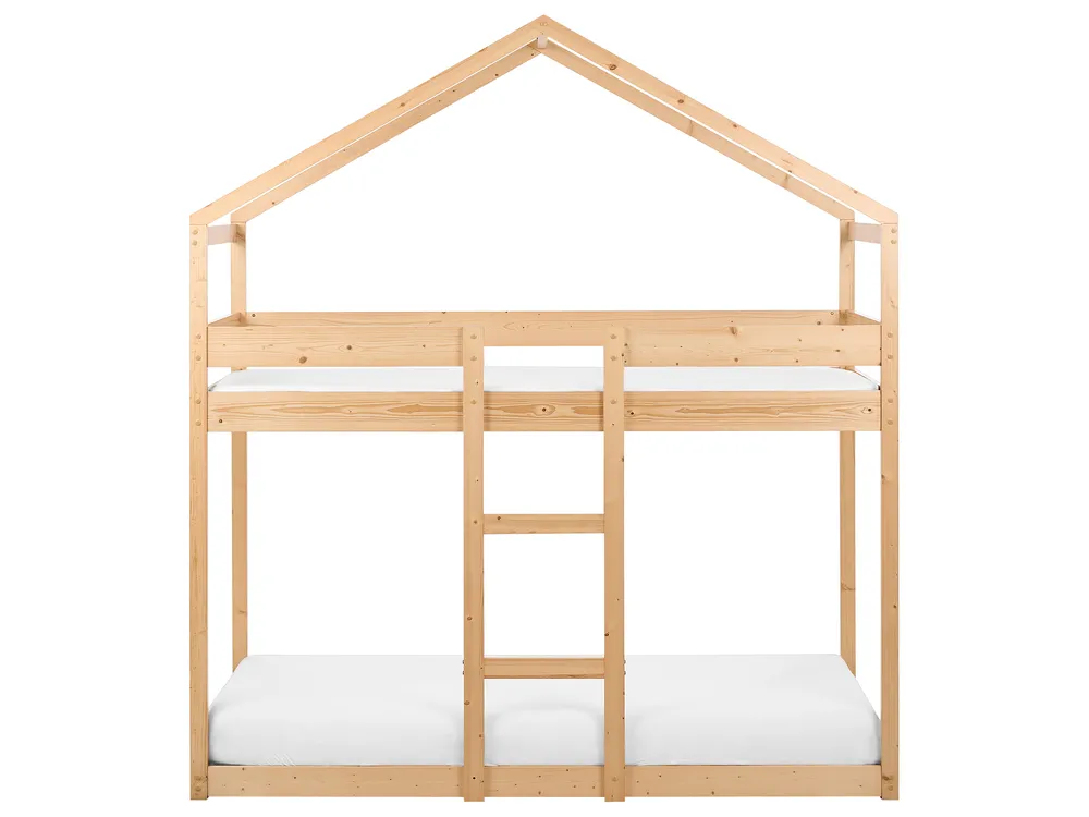 Bunk Bed House Pine Wood LABATUT 90 x 200 cm (EU Single) Light Brown_911498