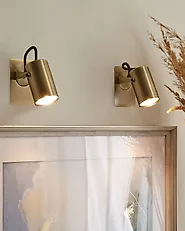 Set med 2 spotlightlampor KLIP Justerbar Metall Mässing_1183396