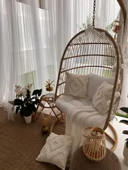 Hängstol med stativ ALLERA Konstrotting Beige_828641
