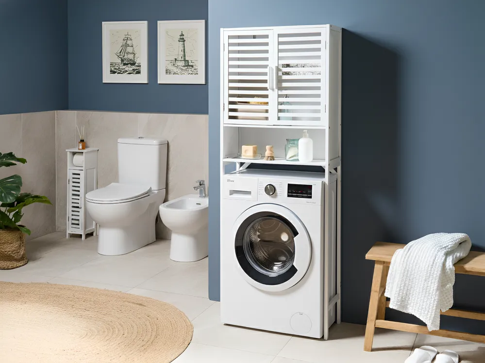 Bathroom Cabinet OKARCHE Bamboo Wood 63 cm White_1050652