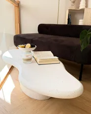 Coffee Table CONZA 57 cm 120 cm Terrazzo Effect White_1173922