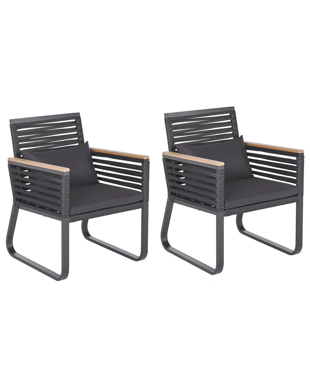 Set of 2 Garden Chairs with Cushions CANETTO Metal Black