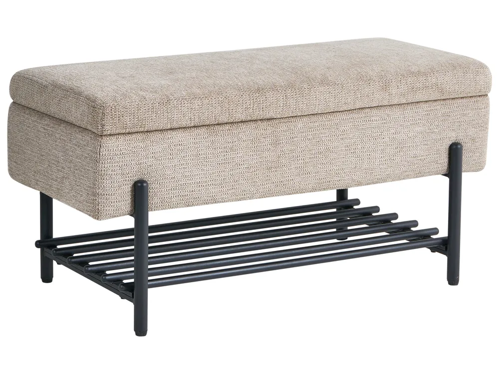 Shoe Bench SOLVANG Fabric Taupe with Storage