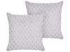 Set of 2 Decorative Cushions PURSLANE 43 x 43 cm Faux Fur Light Grey Geometric Pattern