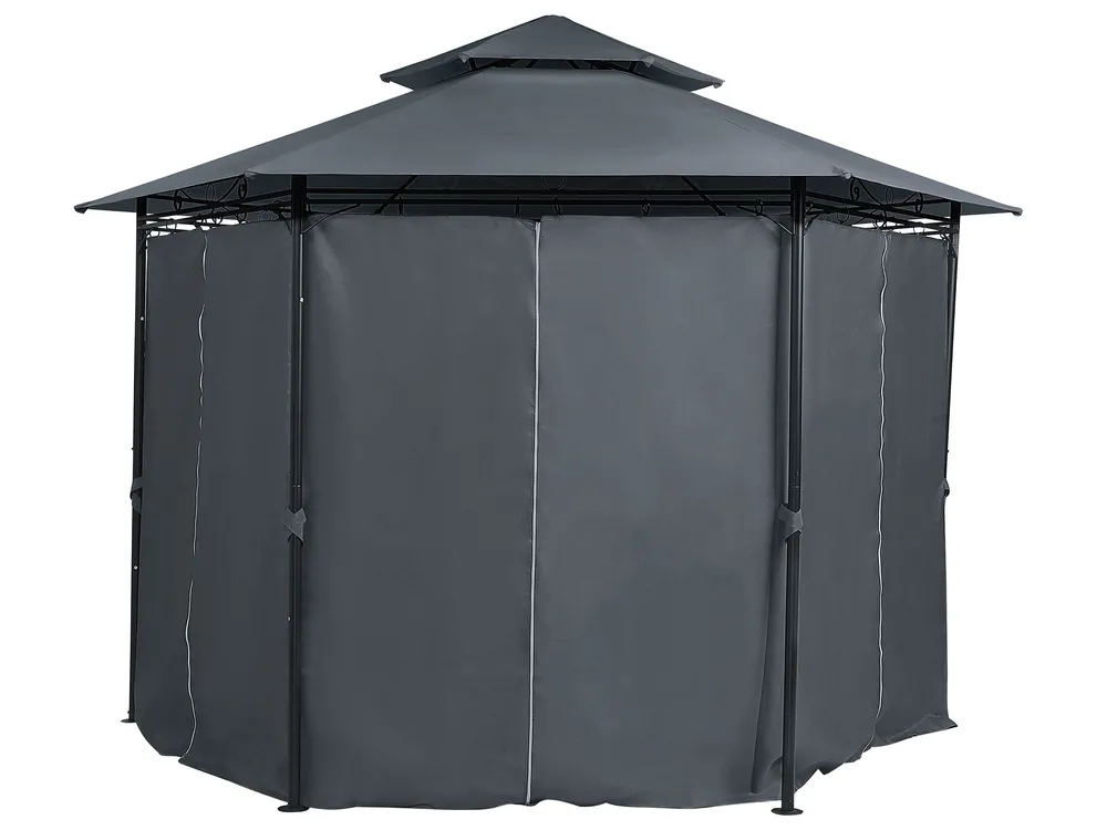 Gazebo PORTEL 350 cm 350 cm Metal Graphite Grey_778995