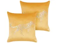 Koristetyynysetti 2 kpl MARULA 45 x 45 cm Sametti Sinapinkeltainen Eläinkuvio_854619