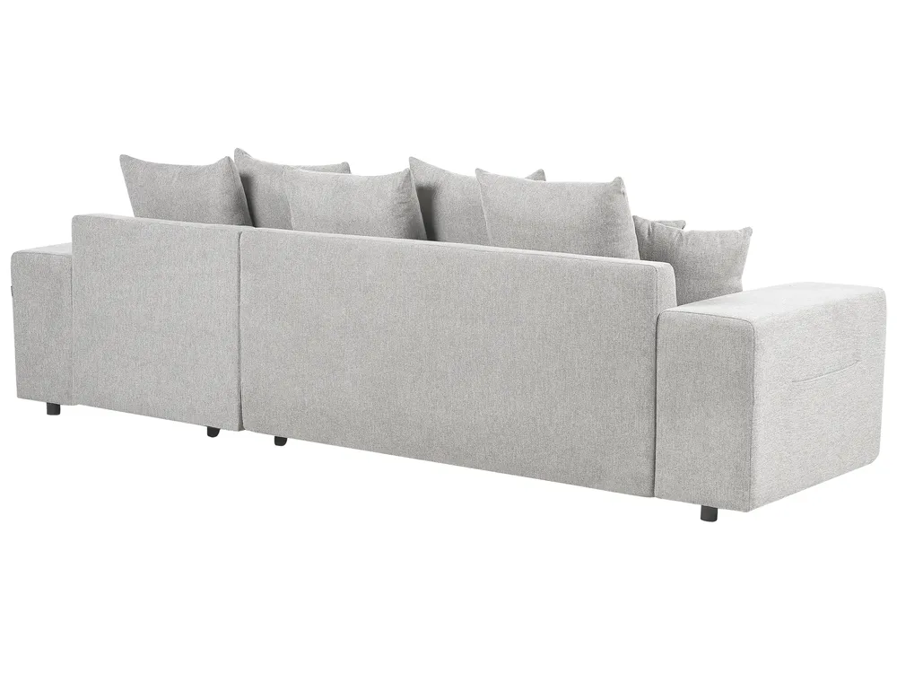 Corner Sofa Bed 3 Seater LUSPA with Storage Fabric Light Grey Left Hand_900985