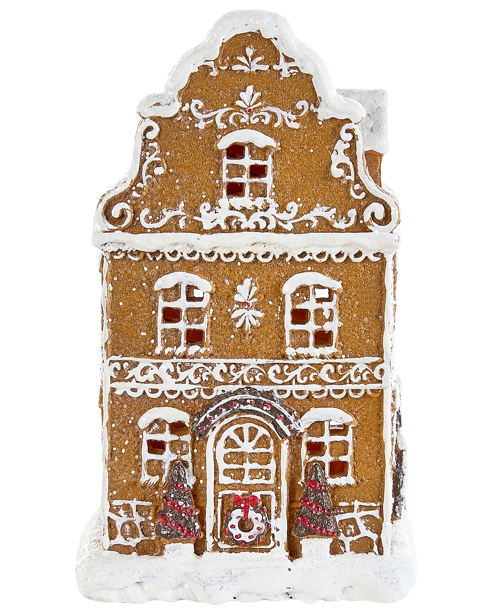 Set med 3 juldekorationer LED RIMPI 21/25/26 cm Hus Brun_1175137