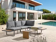 Garden Corner Sofa with Table 4 Seater PIENZA Light Brown/ Grey Left Hand_1003075