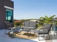 Garden Lounge Set with Table 4 Seater VEZZANA Metal Grey_931066
