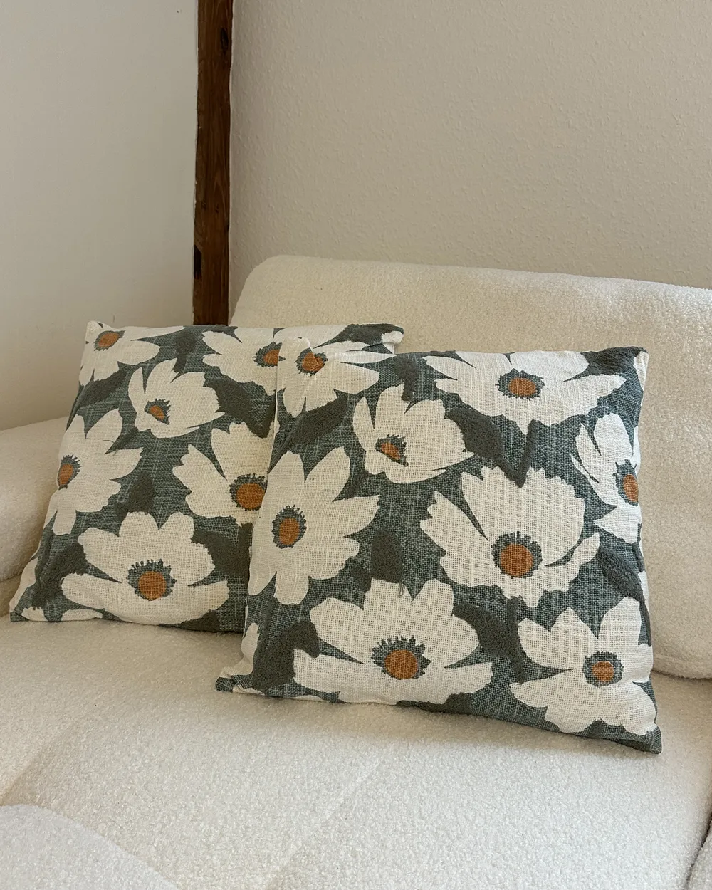 Set of 2 Decorative Cushions JATROPHA 45 x 45 cm Cotton Light Blue Floral Pattern_975189