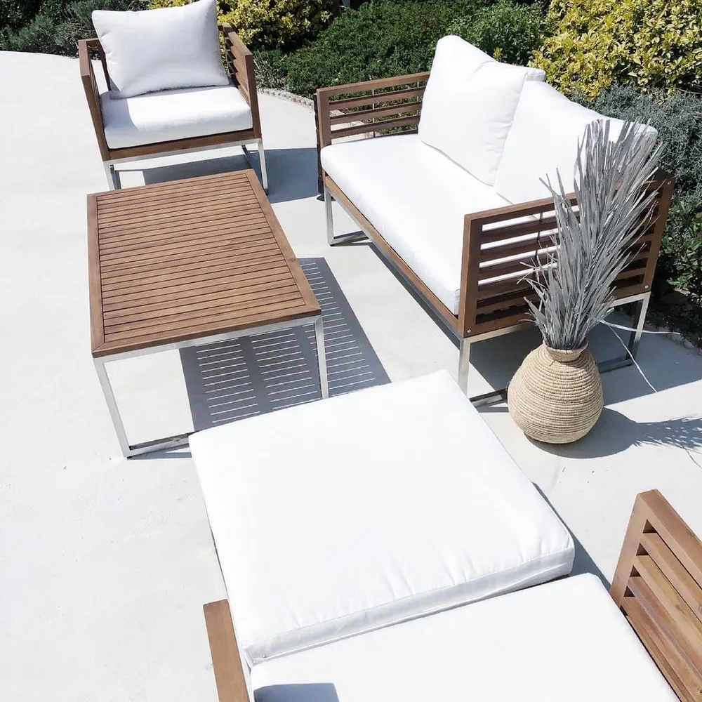 Garden Lounge Set with Table 4 Seater BERMUDA Acacia Wood Brown_803313