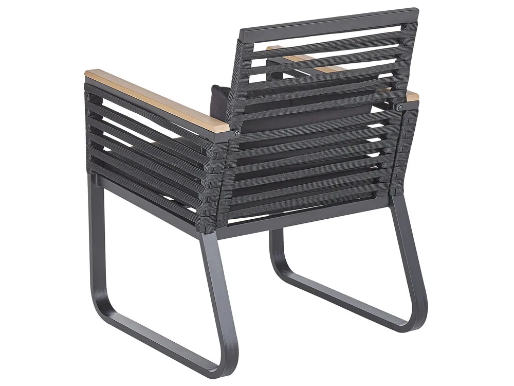 Garden Dining Set 4 Seater CANETTO with Cushions Metal Black_867244