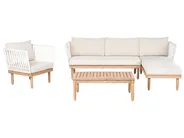 Garden Lounge Set with Table 4 Seater CREMONA Acacia Wood White Left Hand_1088059