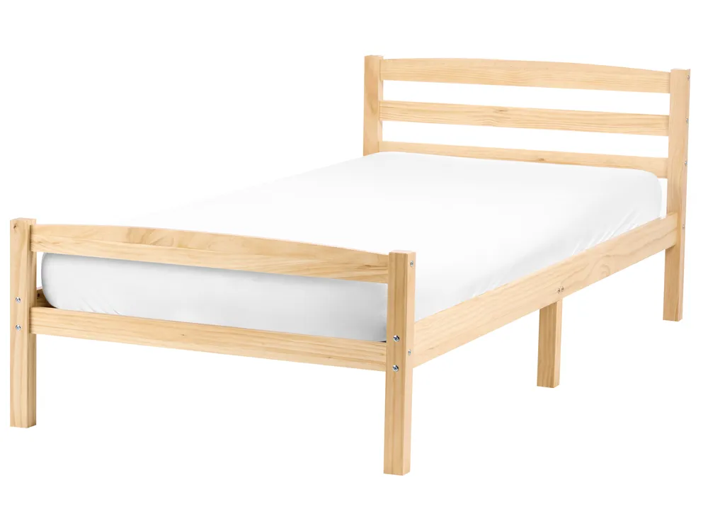 Bed Pine Wood ECHALLON 90 x 200 cm (EU Single) Light Brown
