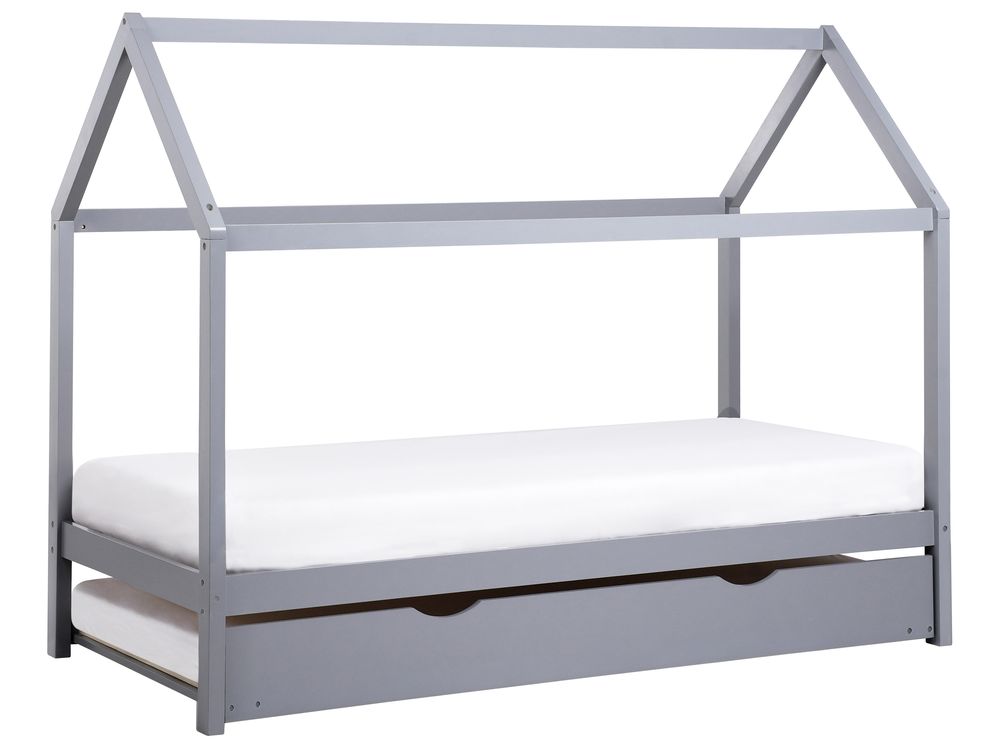 Lastensänky lisävuoteella Mänty CRILLON 90 x 200 cm Harmaa