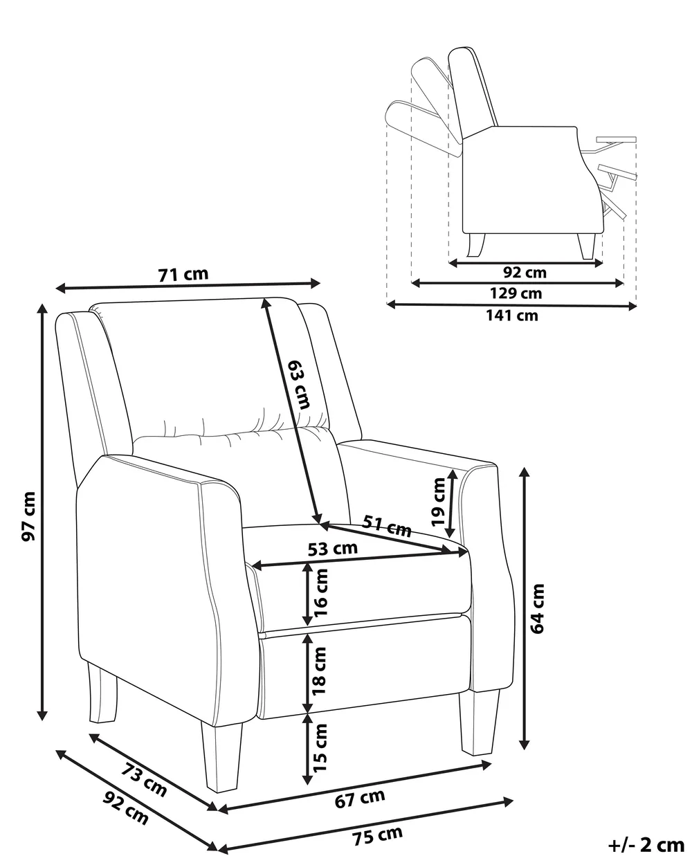 Recliner Chair EGERSUND with Footrest Fabric Dark Blue_896468