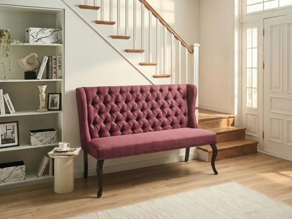 Dining Bench 2 Seater TORSBY Fabric Dark Red