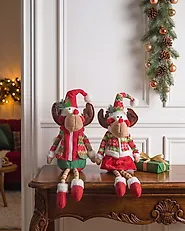 Set of 2 Christmas Decorations GEITSJOEN 55/58 cm Reindeer Multicolour_1188176