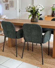 Set of 2 Dining Chairs ALBEE Fabric Dark Green_976562