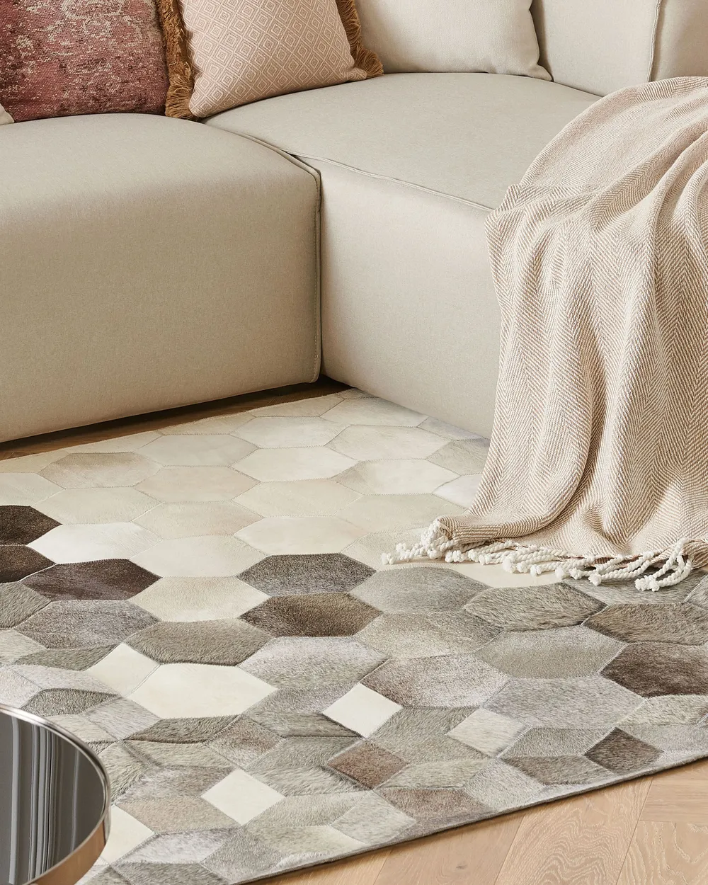 Rug SASON Grey 140 x 200 cm Leather