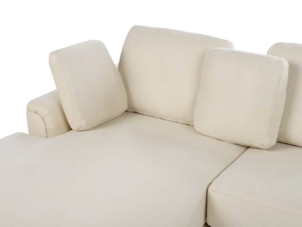 Corner Sofa 4 Seater KOHLO Fabric Light Beige Right Hand_944968