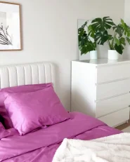 Påslakanset HARMONRIDGE 155 x 220 cm Bomullssatin Rosa_1167924