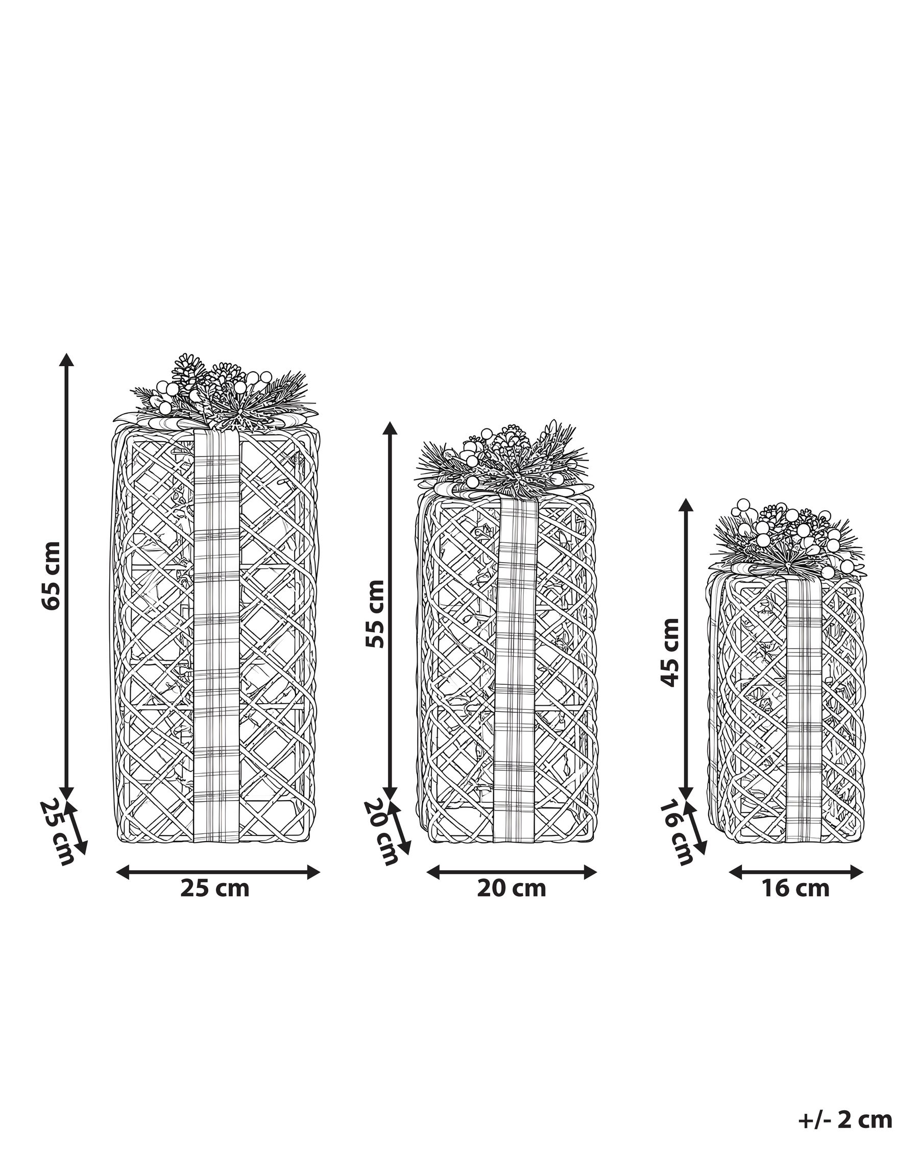 Set med 3 juldekorationer LED KAUSALA 65/55/45 cm Julklappar Brun_1179625