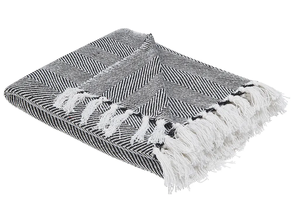 Blanket TANGIER Cotton 130 x 160 cm Black