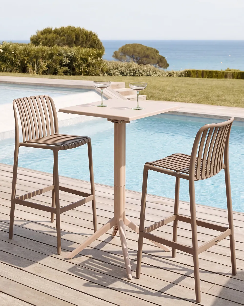 Set of 2 Bar Chairs ARICCIA Synthetic Material Light Brown