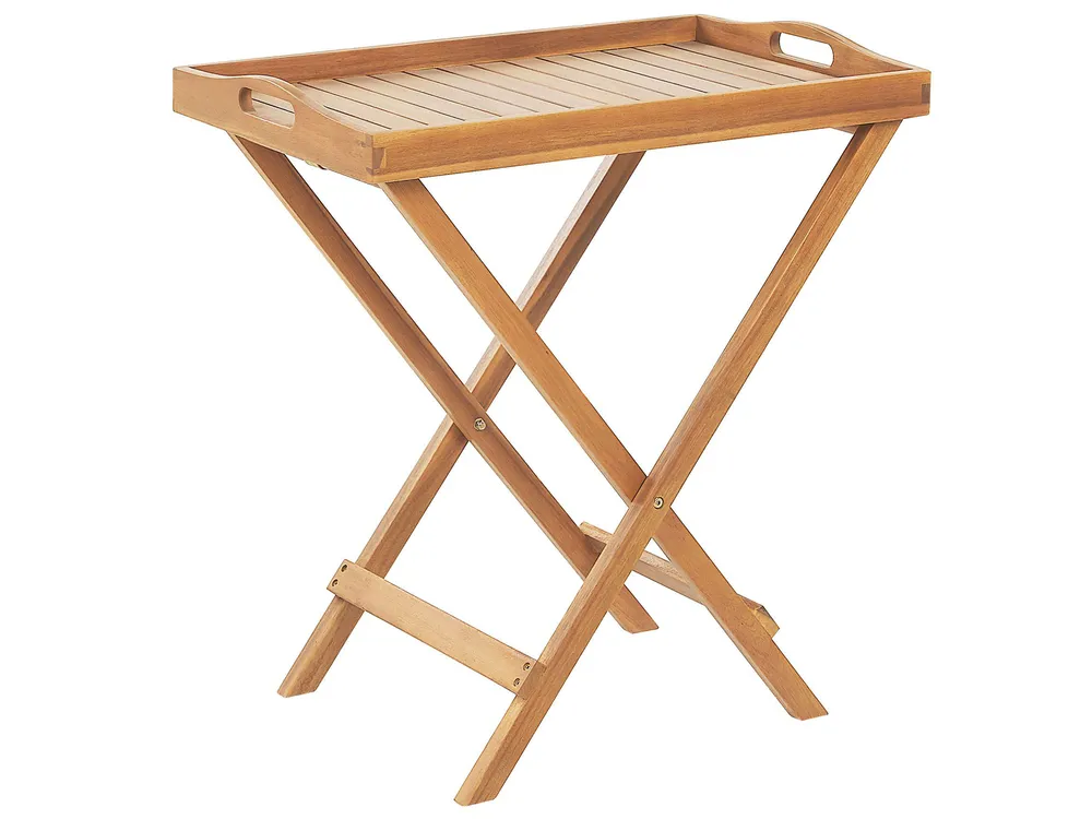 Garden Side Table JAVA Folding Acacia Wood Light Brown