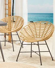 Set of 2 Garden Chairs ACERRA PE Rattan Light Brown_807667