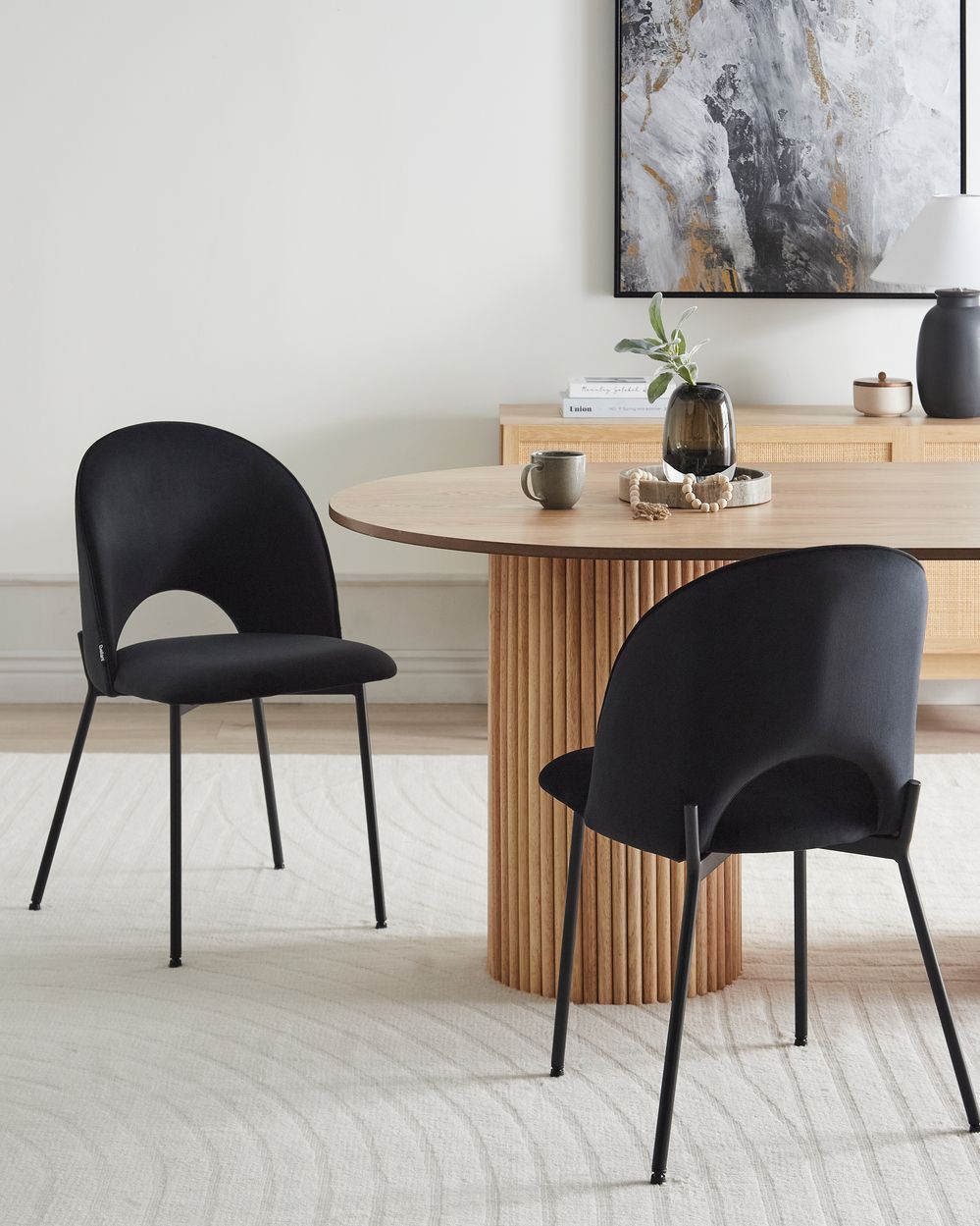 Set med 2 matstolar COVELO Sammet Svart
