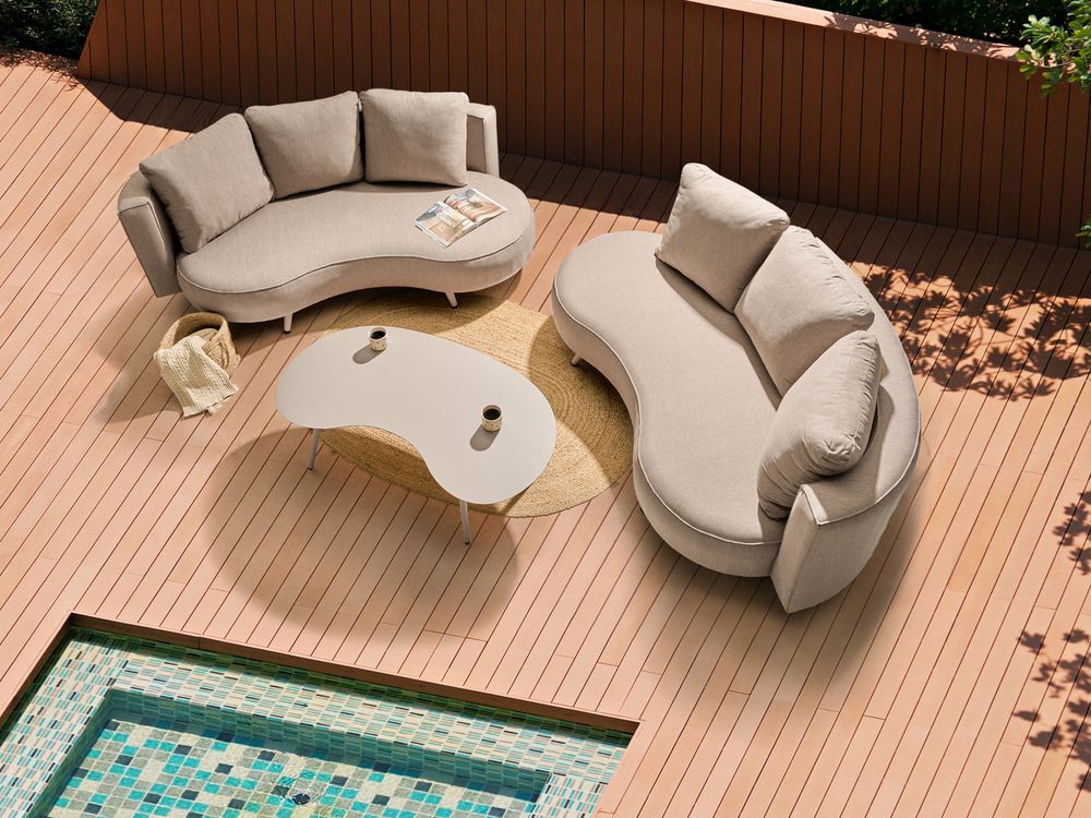 Loungesett til hagen med bord 6-seters PARORI Beige