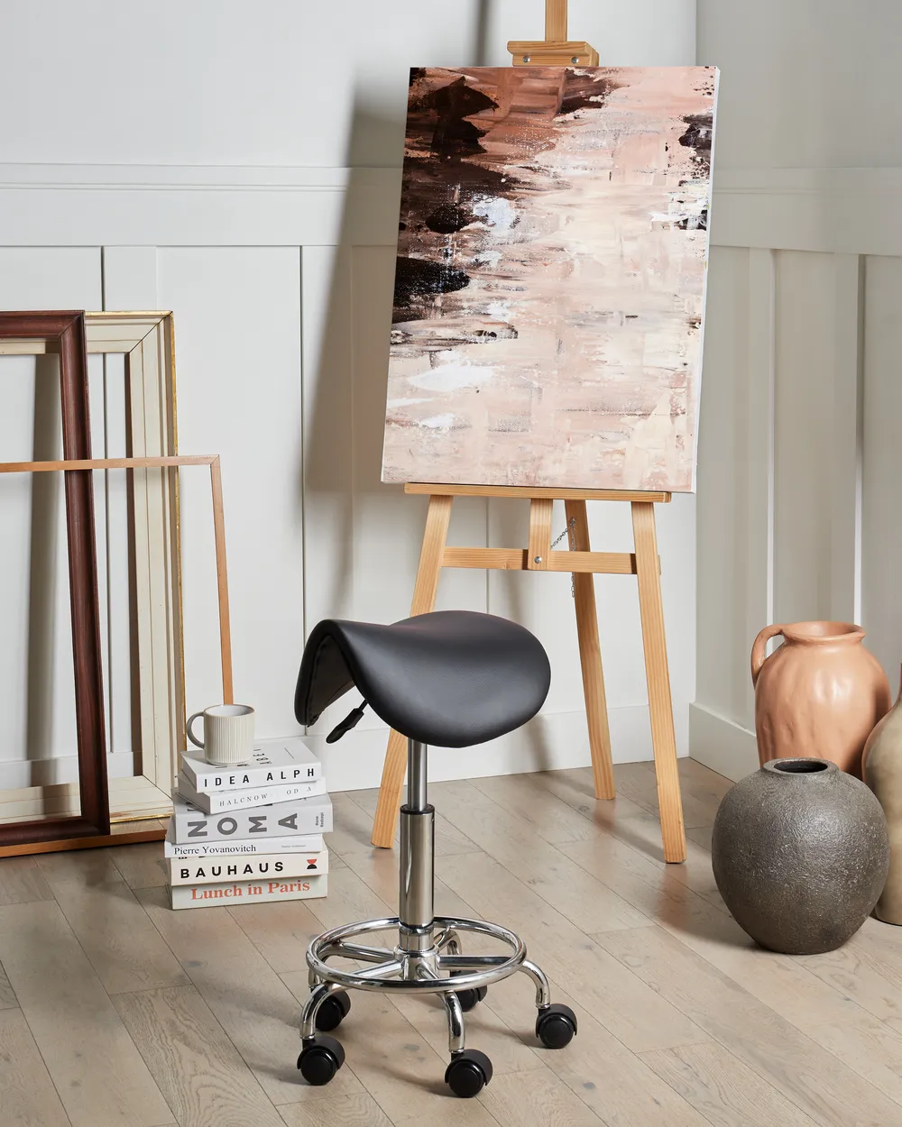 Saddle Stool DUMONT Faux Leather Black_1006864