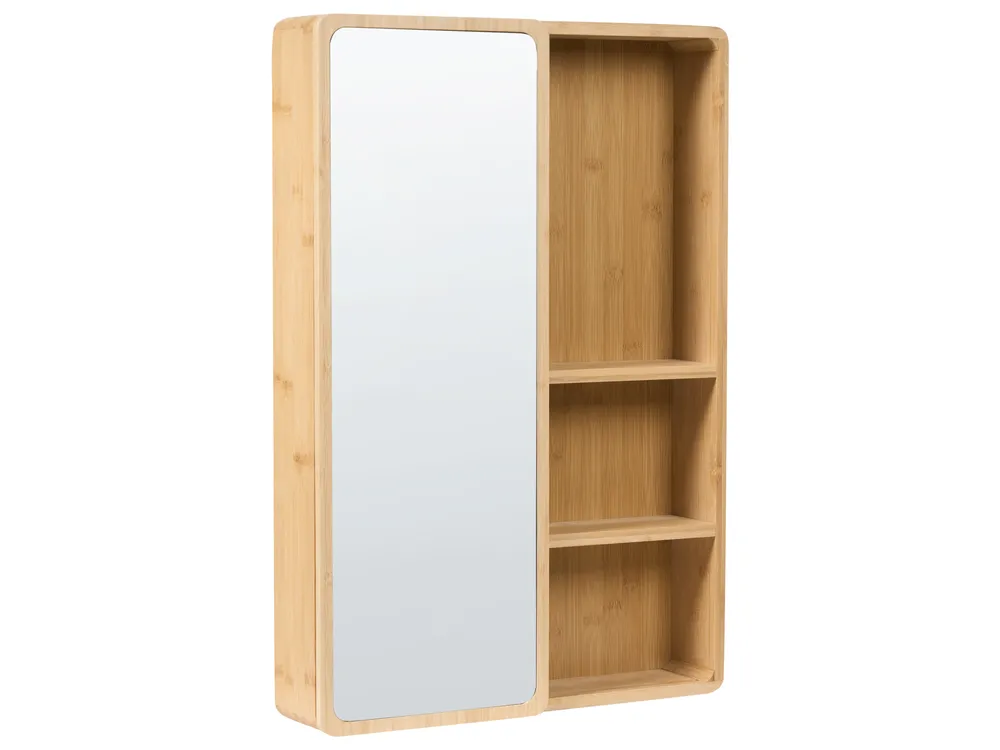 Bathroom Wall Mounted Mirror Cabinet GUATAVITA 41 cm 61 cm Light Brown