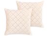 Koristetyynysetti 2 kpl YARROW 45 x 45 cm Sametti Beige Geometrinen kuvio