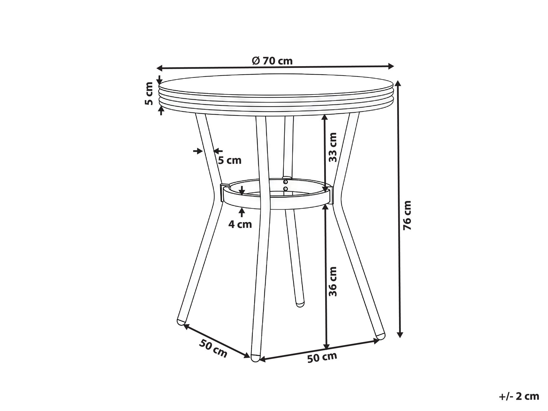 Bistro Table RIFREDDO 70 cm 70 cm Tempered Glass Grey_1062335