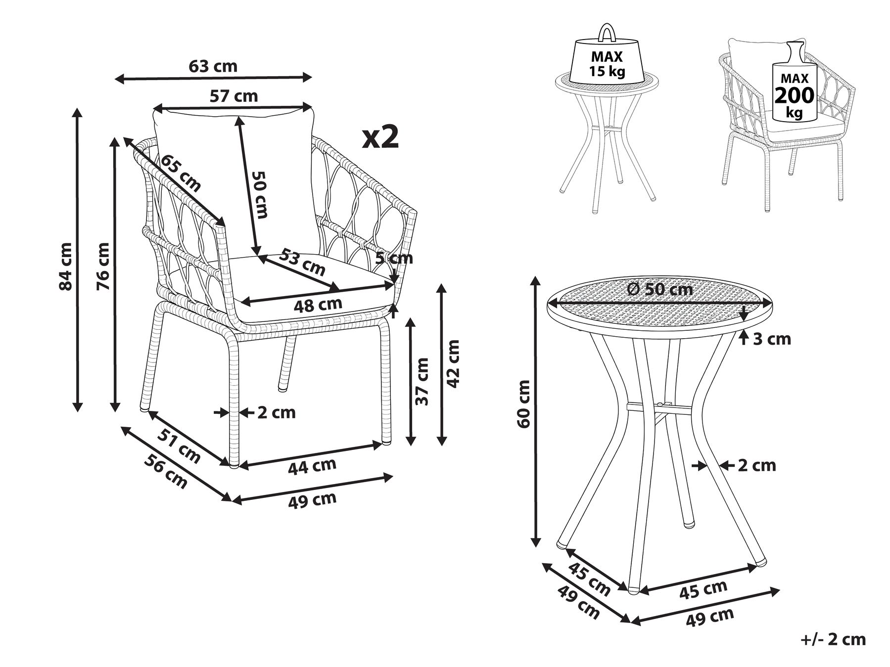 Bistro Set FERLA PE Rattan Light Brown_1079391