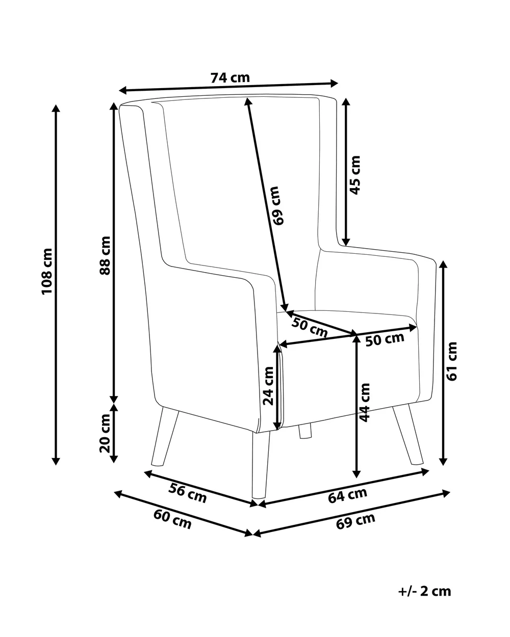 Wingback-tuoli ONEIDA Sametti Tummanvihreä_702166
