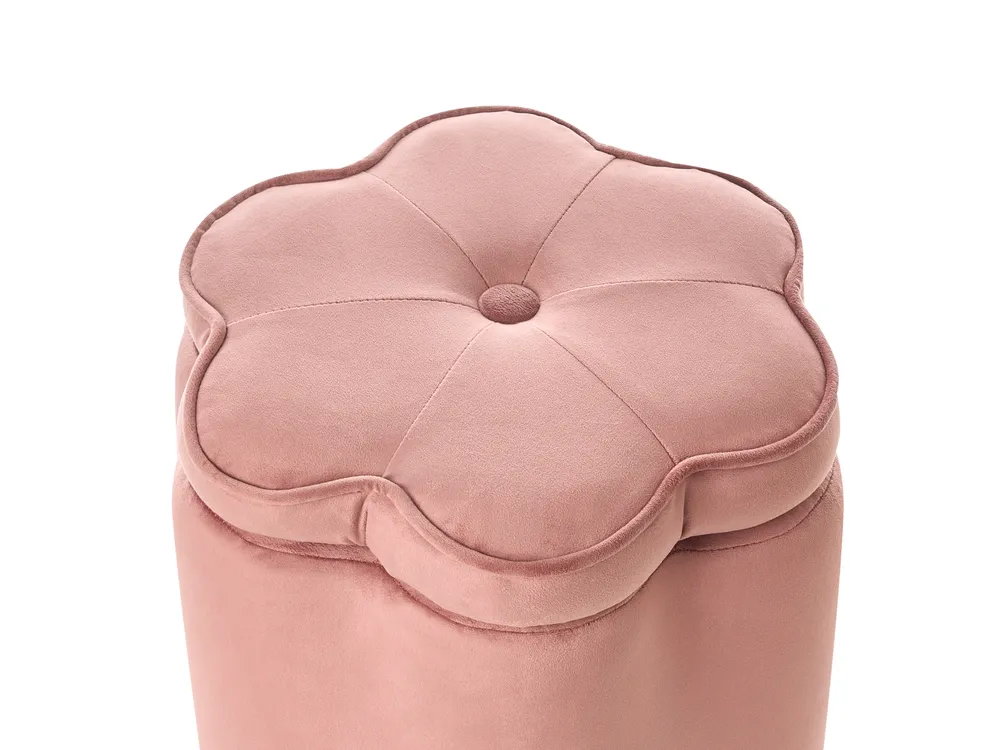 Barnpuff med förvaring FLOWER Blomma Sammet Rosa_1082018