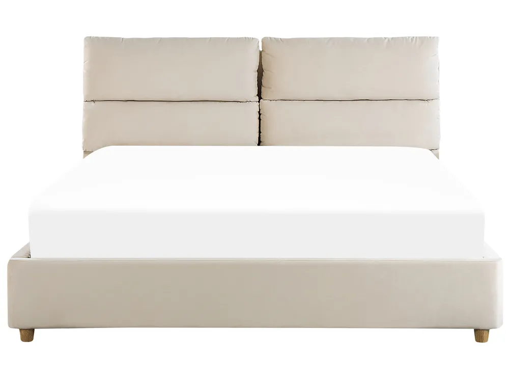 Ottoman Bed BATILLY Velvet Light Beige 160 x 200 cm (EU King Size)_830108