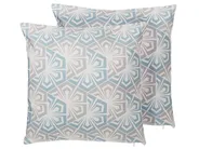 Set of 2 Decorative Cushions PRIMROSE 45 x 45 cm Light Blue Ikat_770058