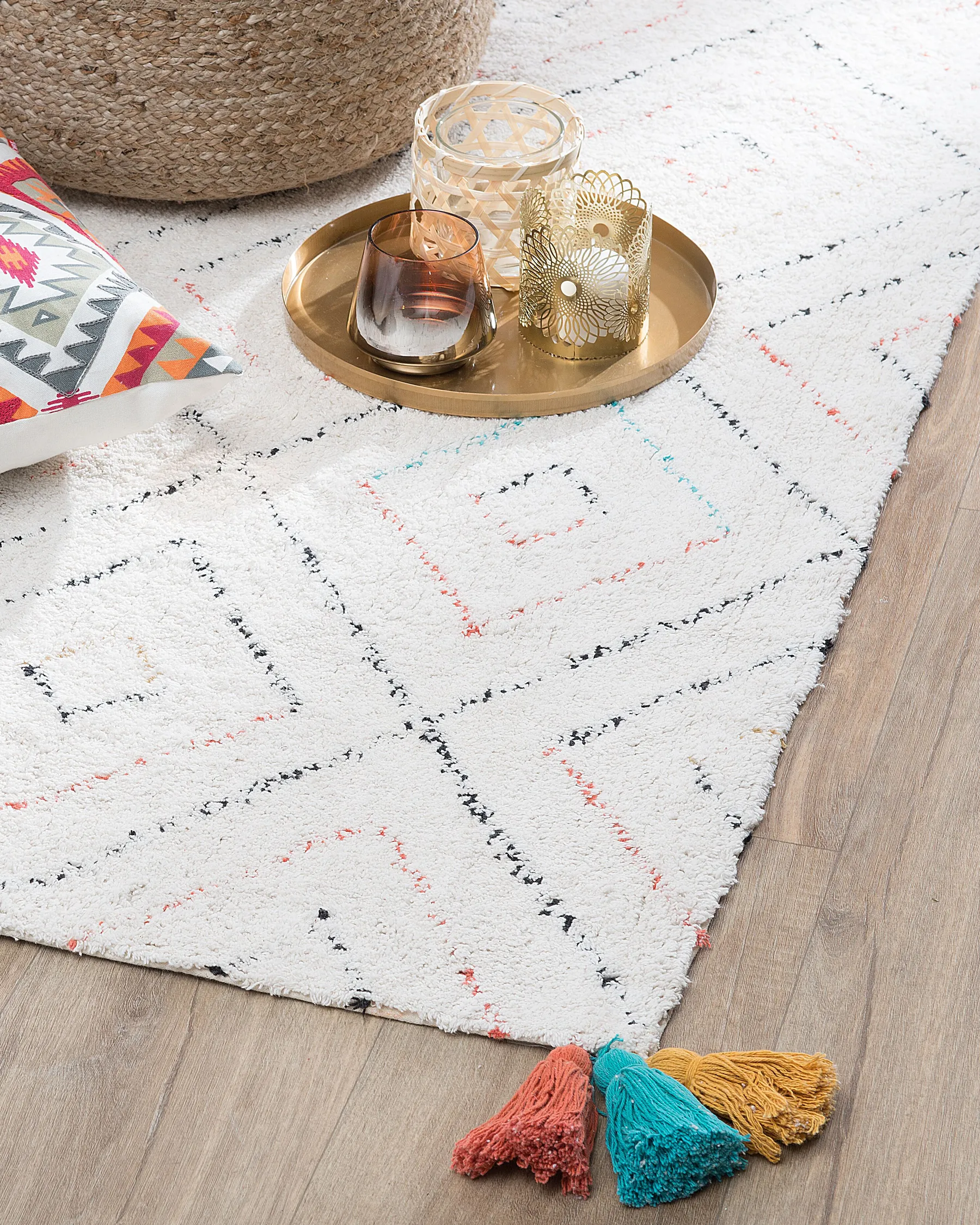 Rug KARTAL White 80 x 150 cm Cotton_747622