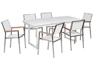 Trädgårdsmatgrupp 6-sits VALCANETTO/GROSSETO Metall Vit_938295
